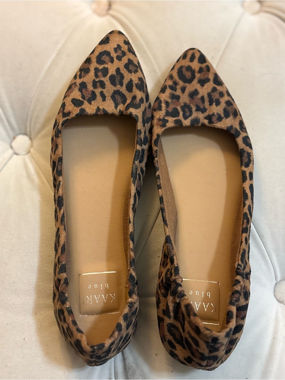Kaari Blue Leopard-Print Pointed Toe Flats - Brown and Black